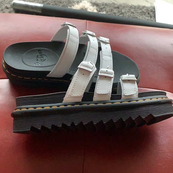 Dr. Martens Shoes - Dr. Martens Blair White Sandals Platforms